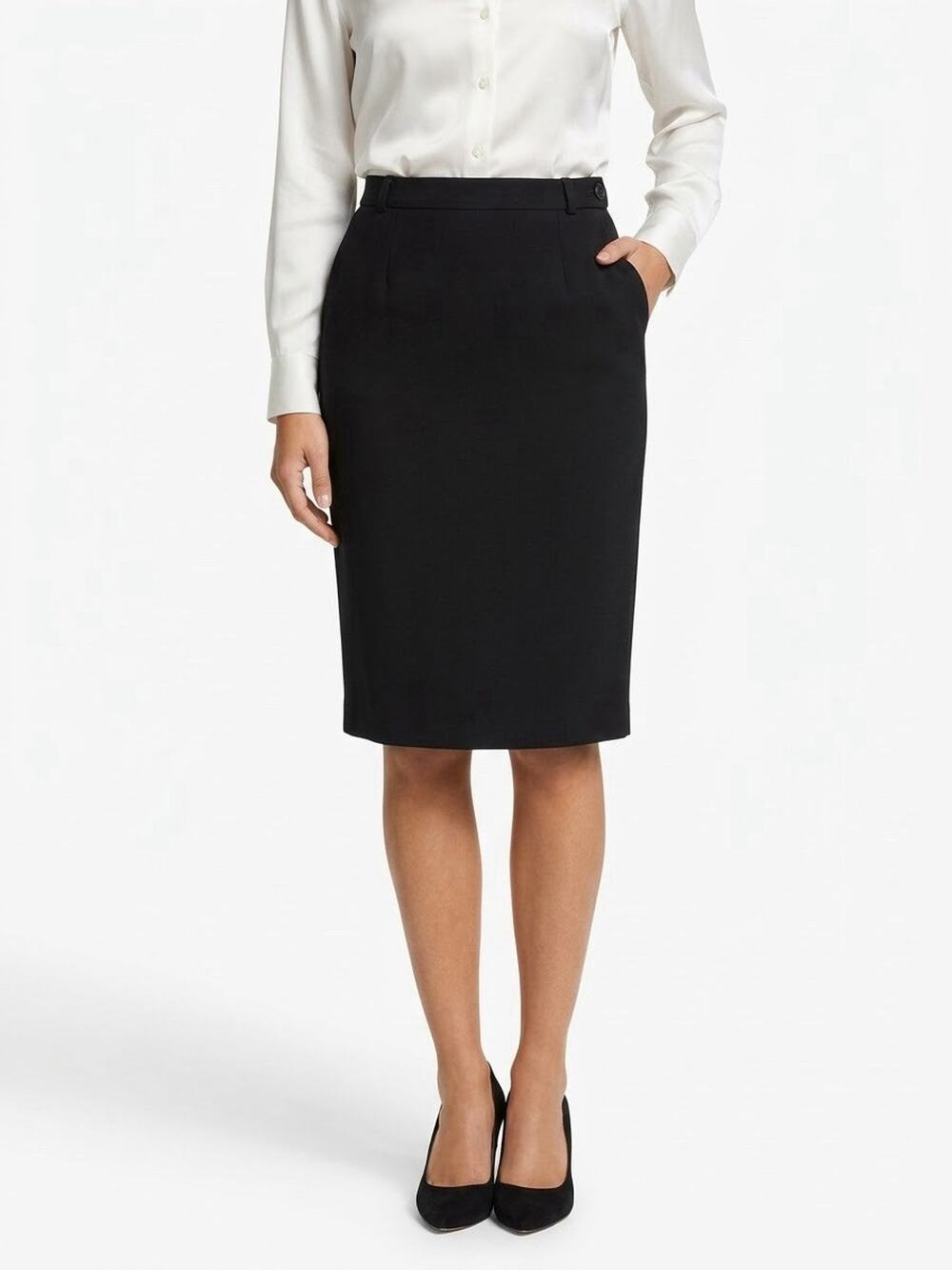 Valentino Miss V Skirt Pencil Wool Straight Lined Slit Pockets Vintage 44 10